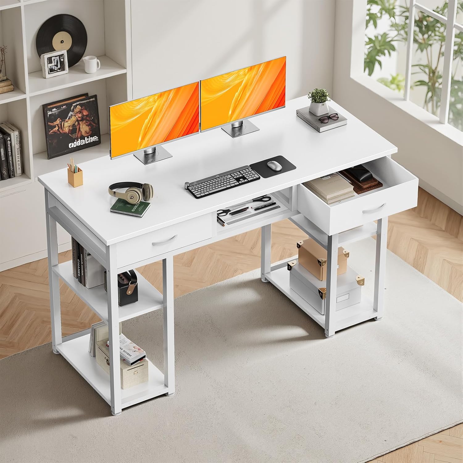 48" Small Computer Desk with Drawers