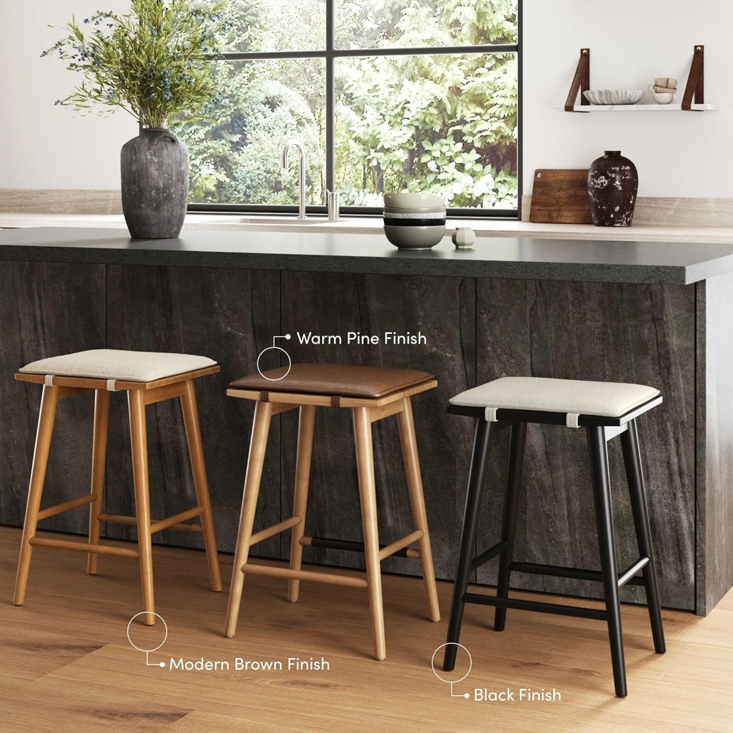 24" Chestnut Brown Bar Stools Set of 2