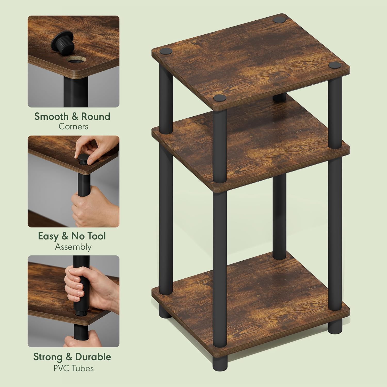 3-Tier Side Table with Open Shelves