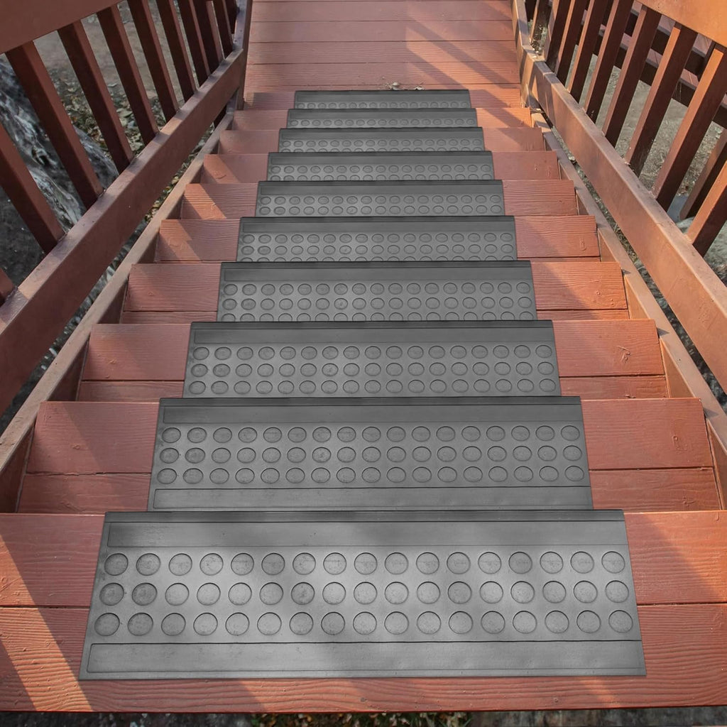 Non-Slip Rubber Stair Treads 10"x25.5" for Indoors/Outdoors
