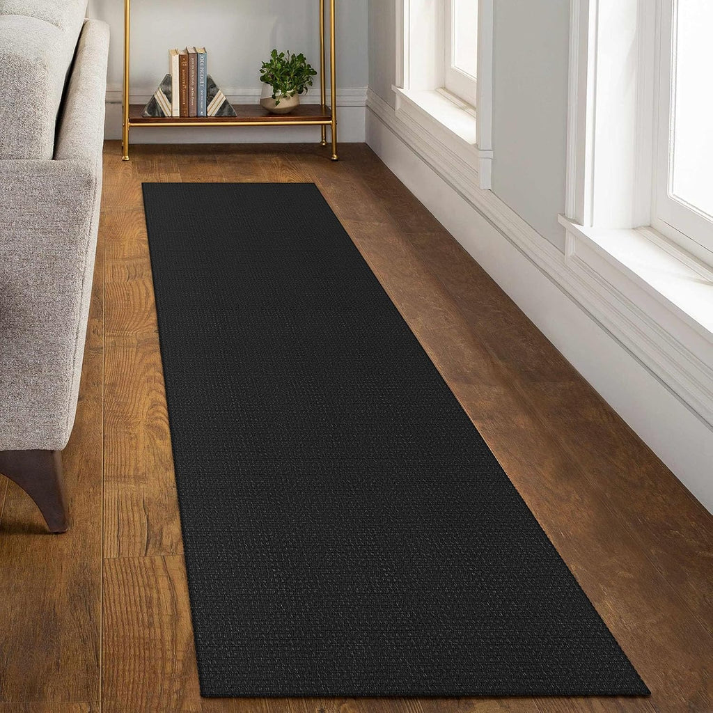 2x8 ft Washable Hallway Runner - Black/Dark Grey