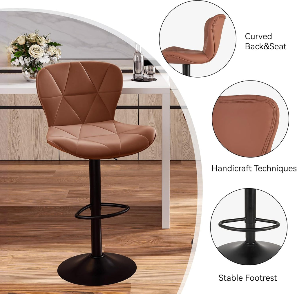 Set of 2 Adjustable Swivel Bar Stools