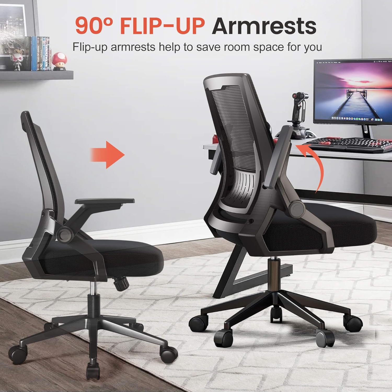 Ergonomic Office Chair with Flip-up Armrests