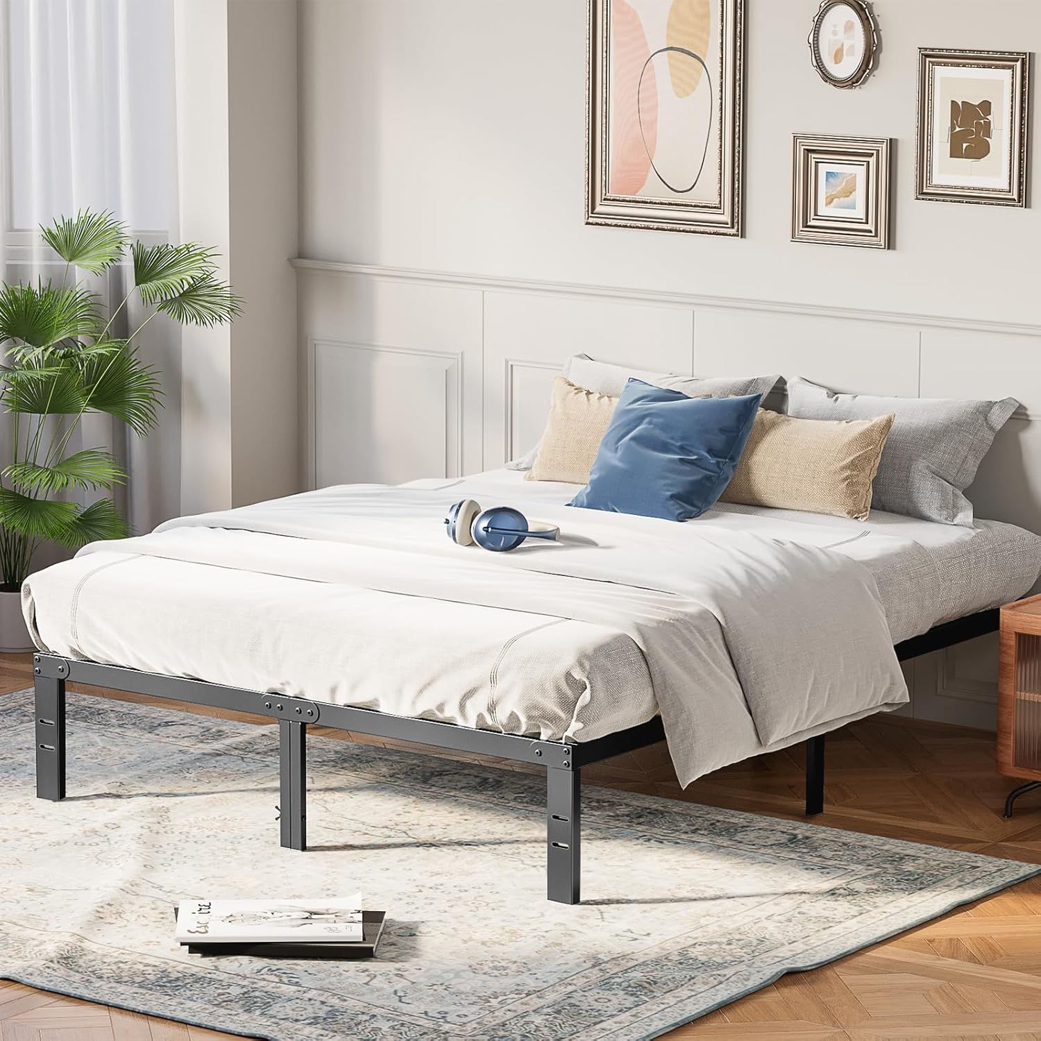 King Metal Bed Frame with Storage Space