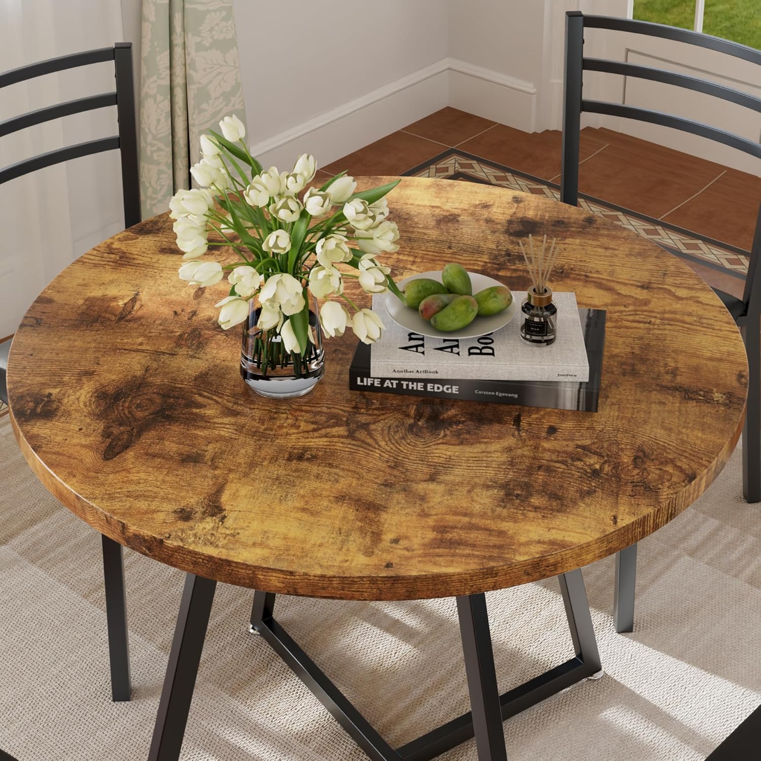 Round Dining Table with Steel Frame 31.5"