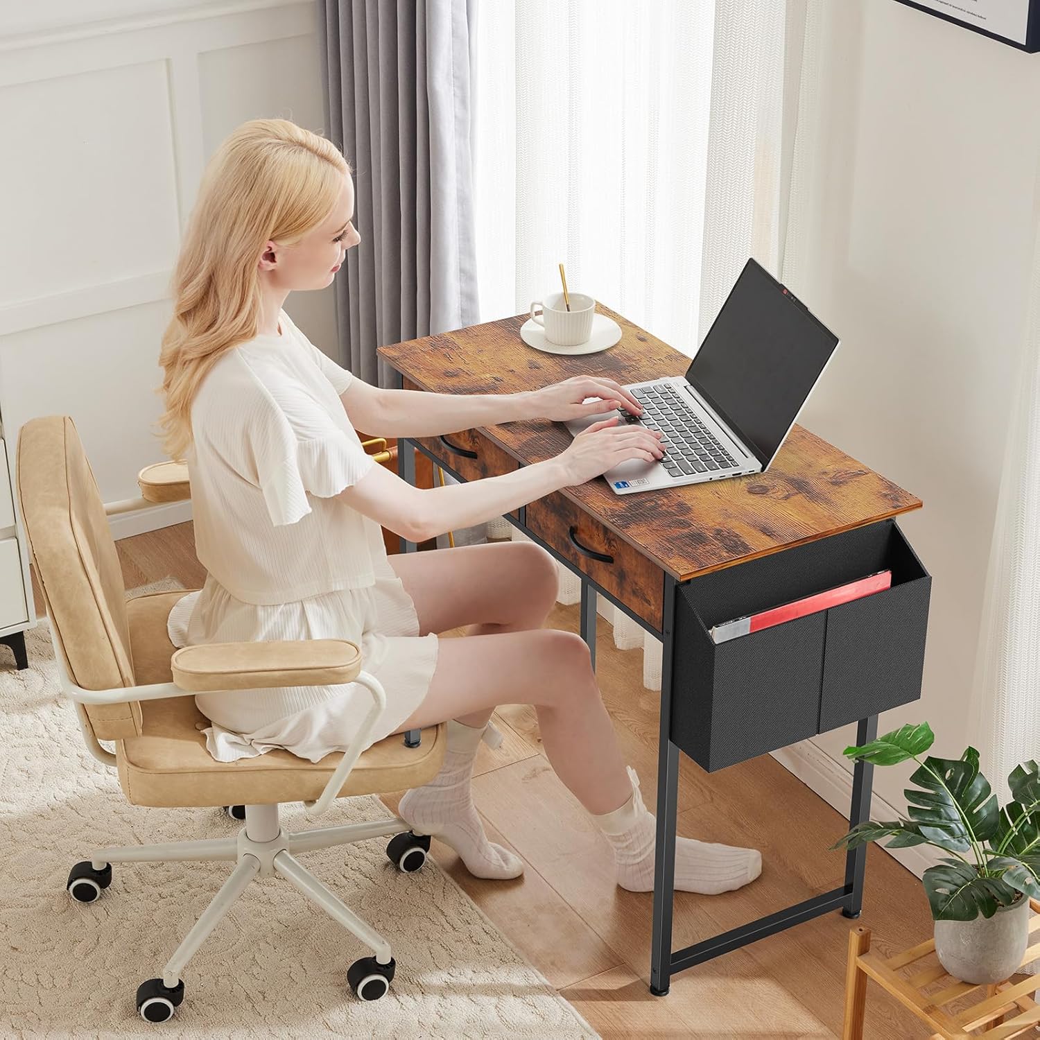32" Home Office Desk with Drawers & Storage