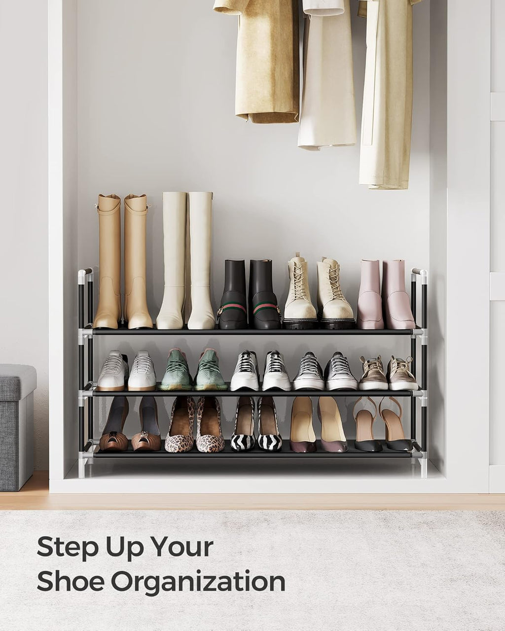3-Tier Shoe Rack Slim Space-Saving