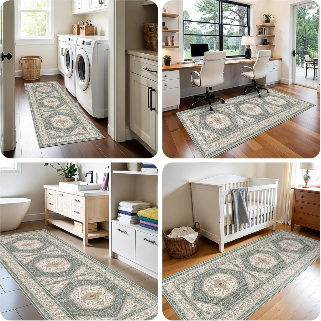 3x8 Vintage Runner Rug with Non-Slip Backing