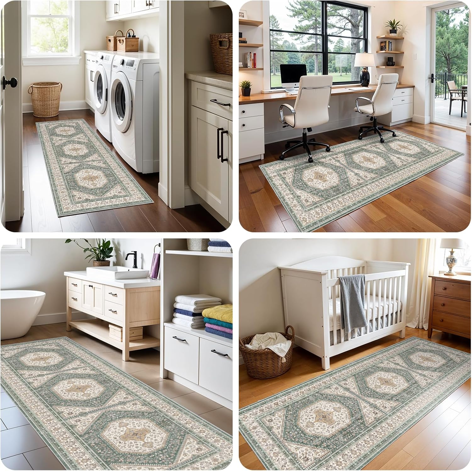 3x8 Vintage Runner Rug with Non-Slip Backing