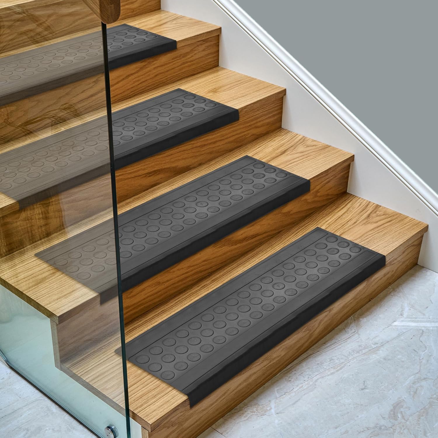 Non-Slip Rubber Stair Treads 10"x25.5" for Indoors/Outdoors