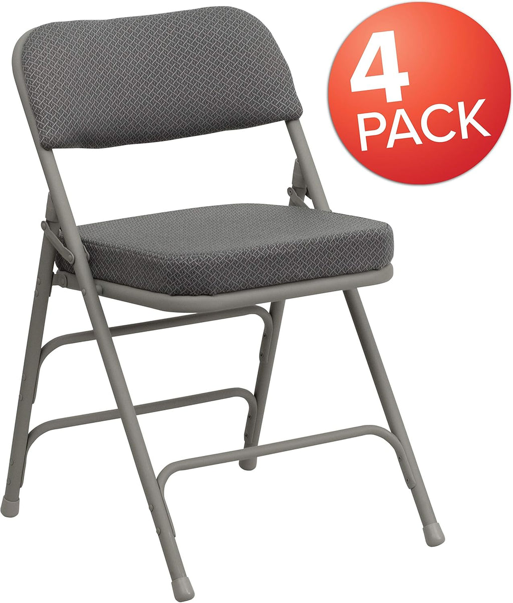 Set of 4 Metal Folding Chairs with Cushioned Seat