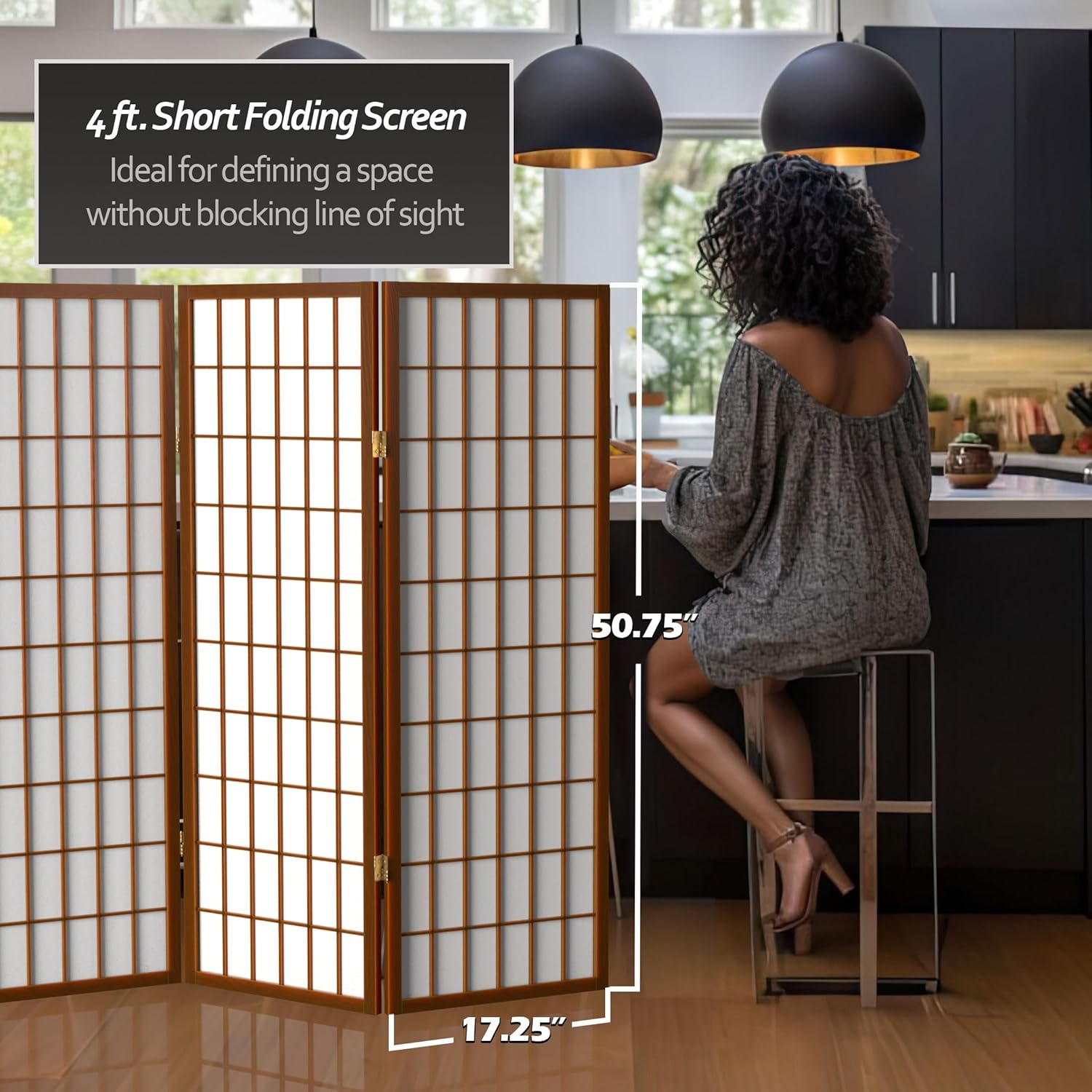 4 ft Shoji Screen - Walnut - 5 Panels