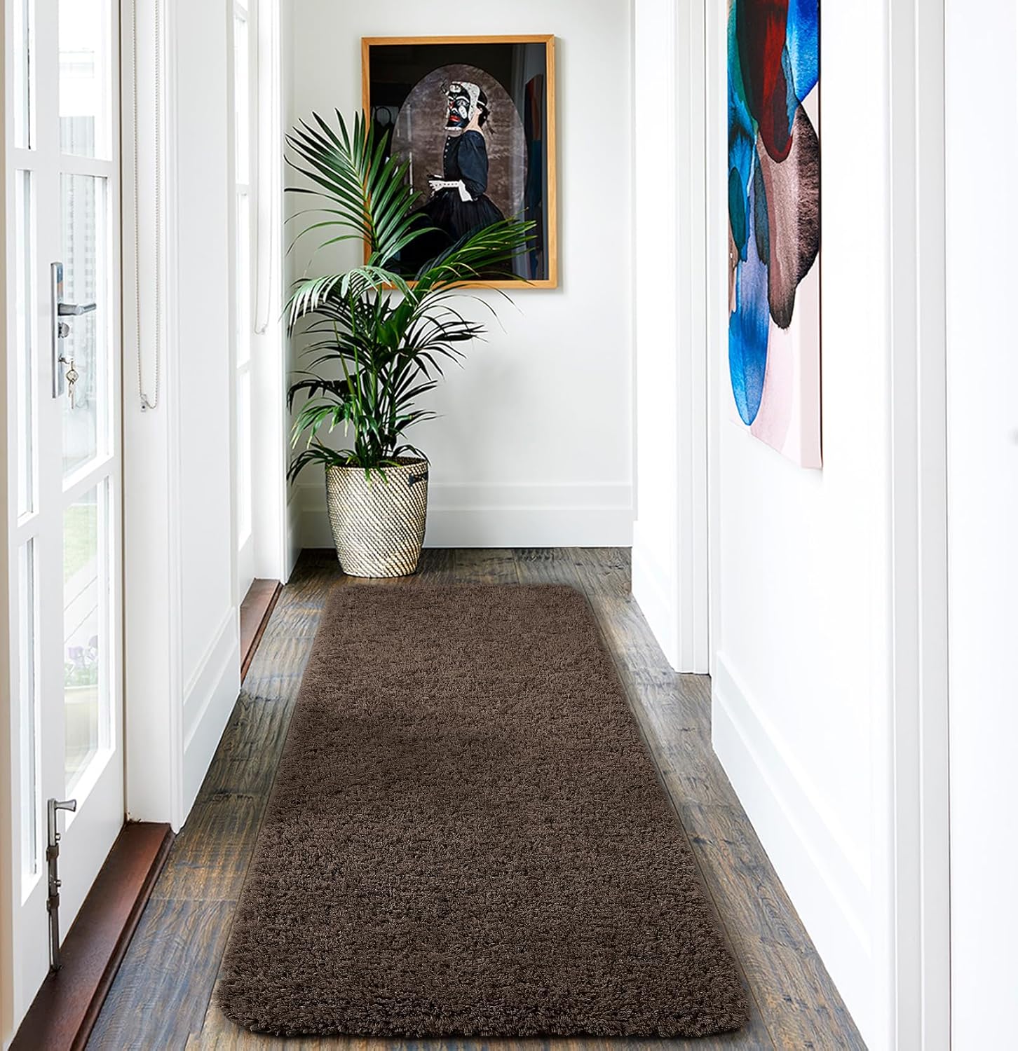 Long Bathroom Runner Rug 24"x60" Deep Brown