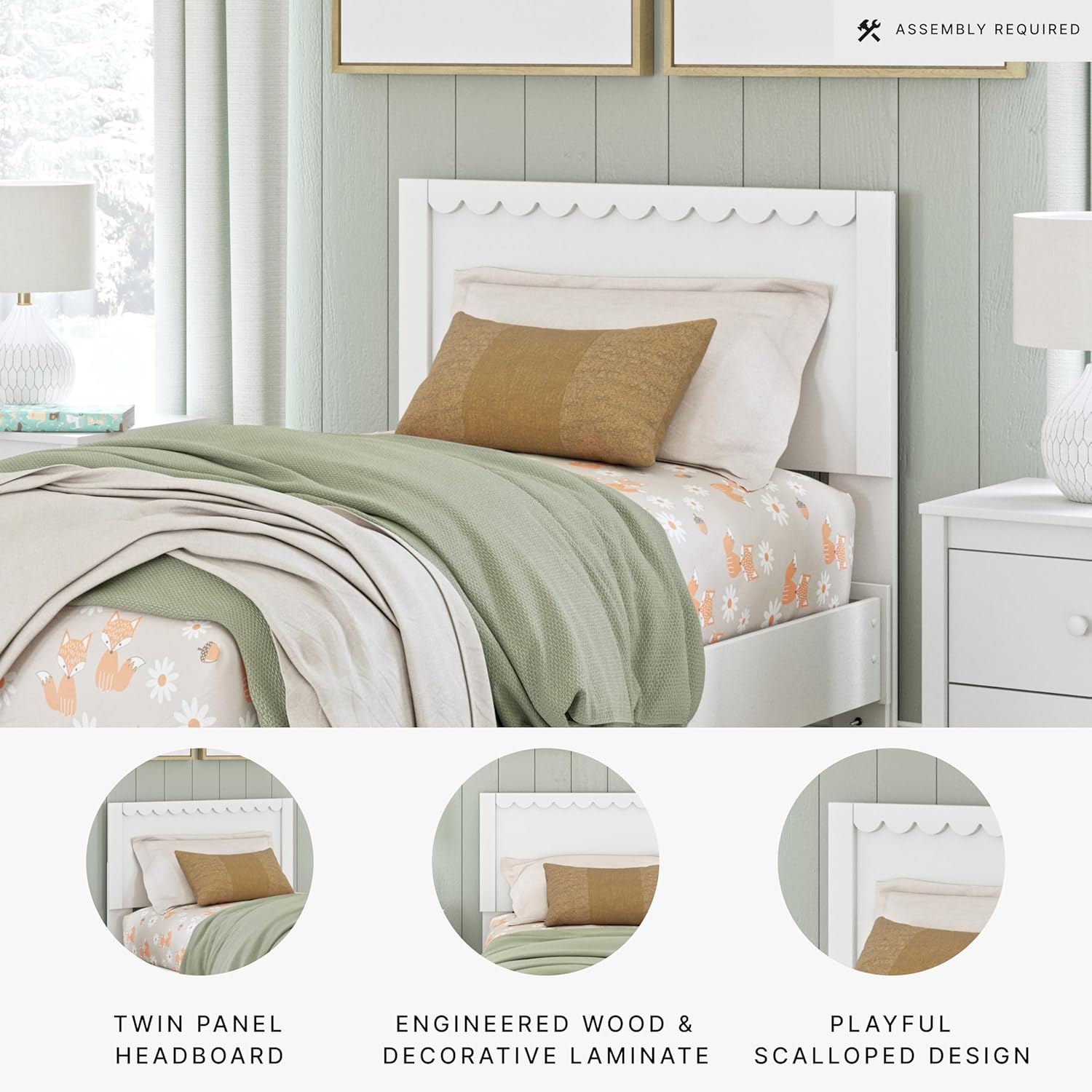 Twin Panel Headboard 41.38"x42.8" Matte White