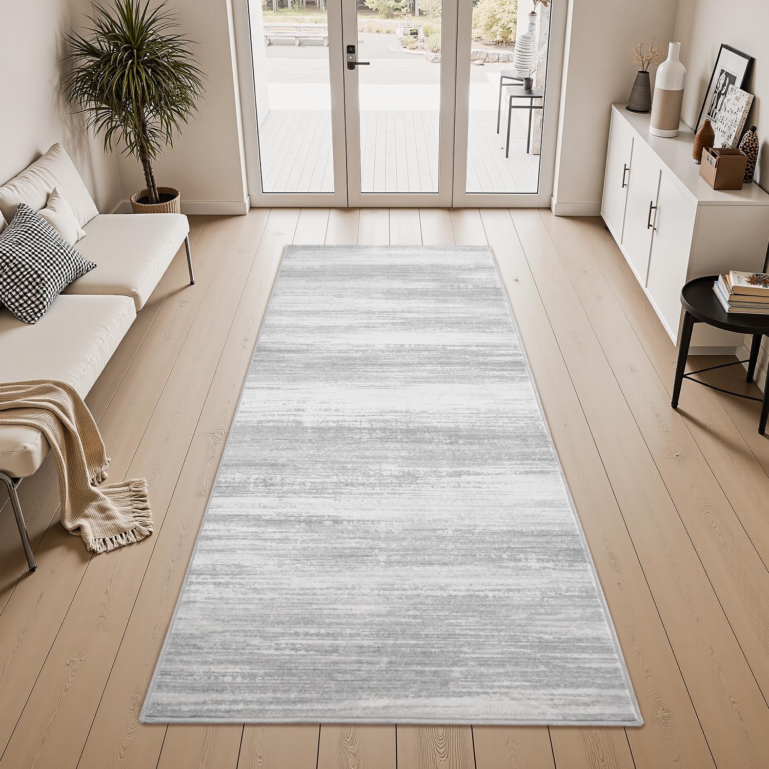 2x8 Grey Modern Abstract Runner Rug
