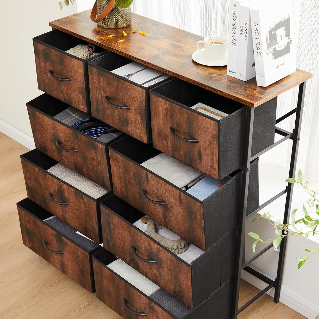 9-Drawer Dresser with Fabric Bins