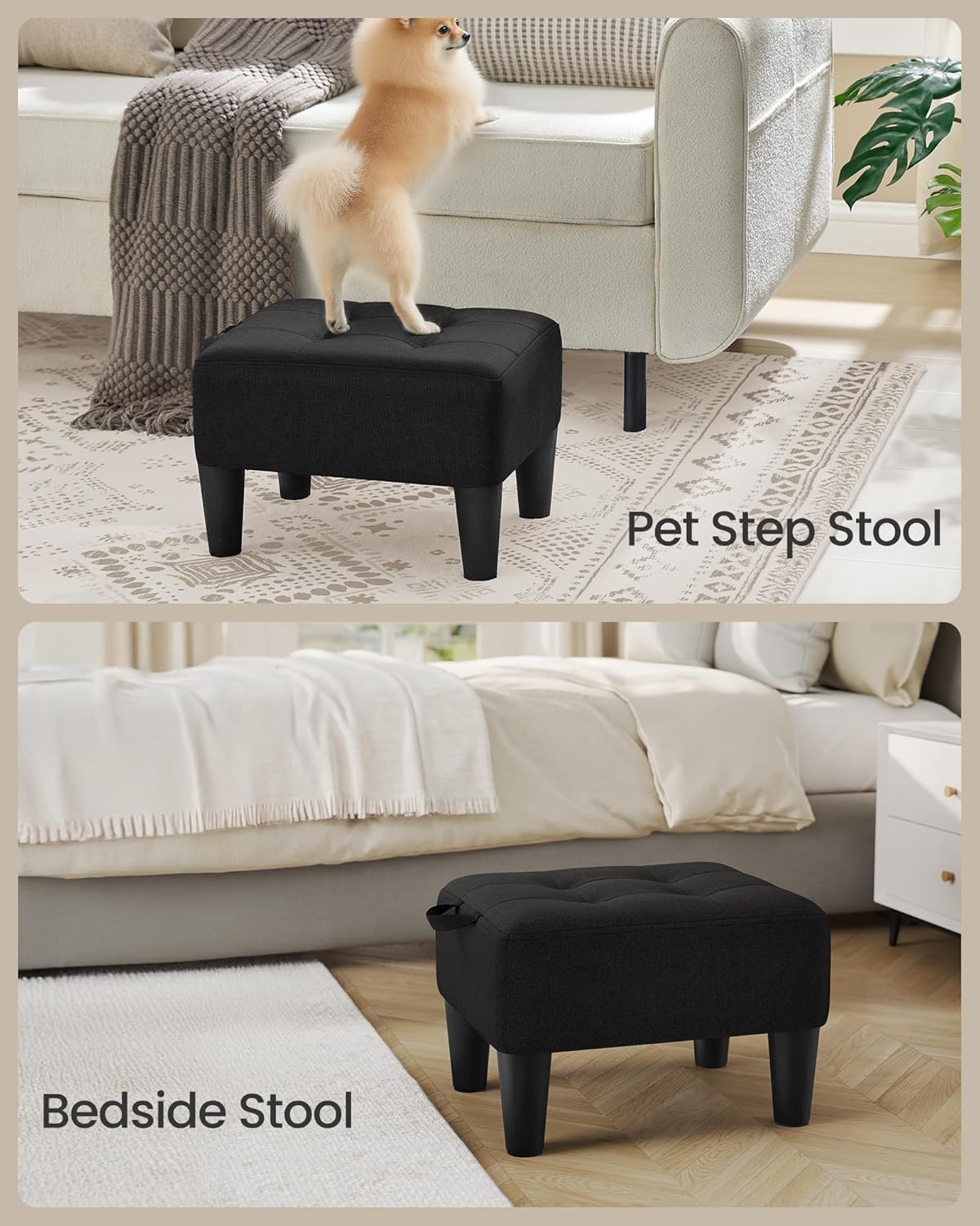 Small Footstool Ottoman with Legs