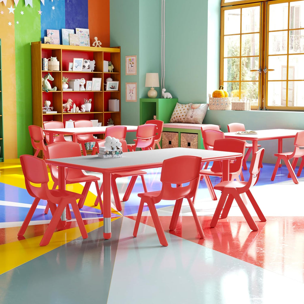 Adjustable Kids Activity Table with 6 Chairs