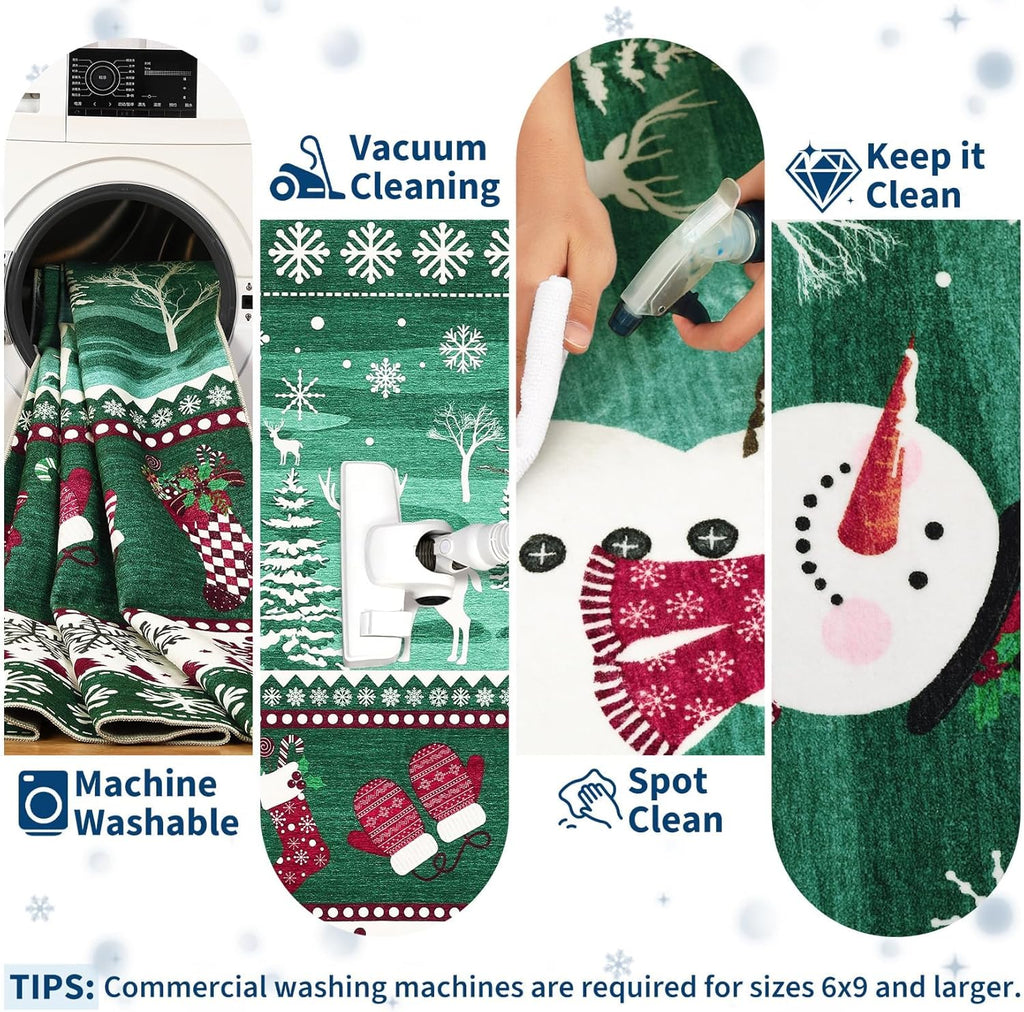 2x6 Christmas Kitchen Rug with Snowman Print