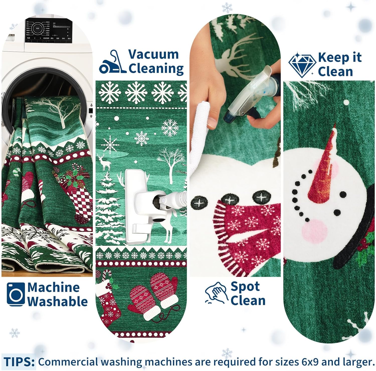 2x6 Christmas Kitchen Rug with Snowman Print