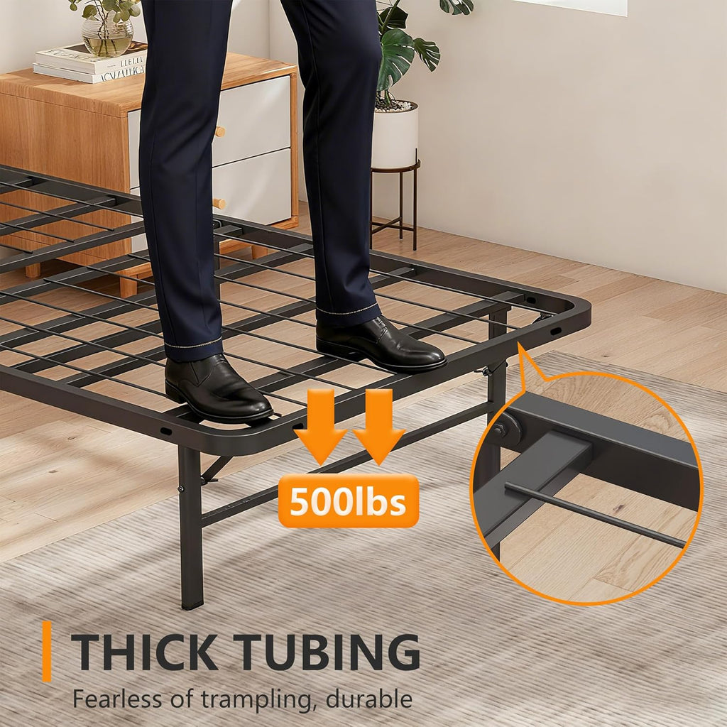Twin Metal Bed Frame with Under-Bed Storage