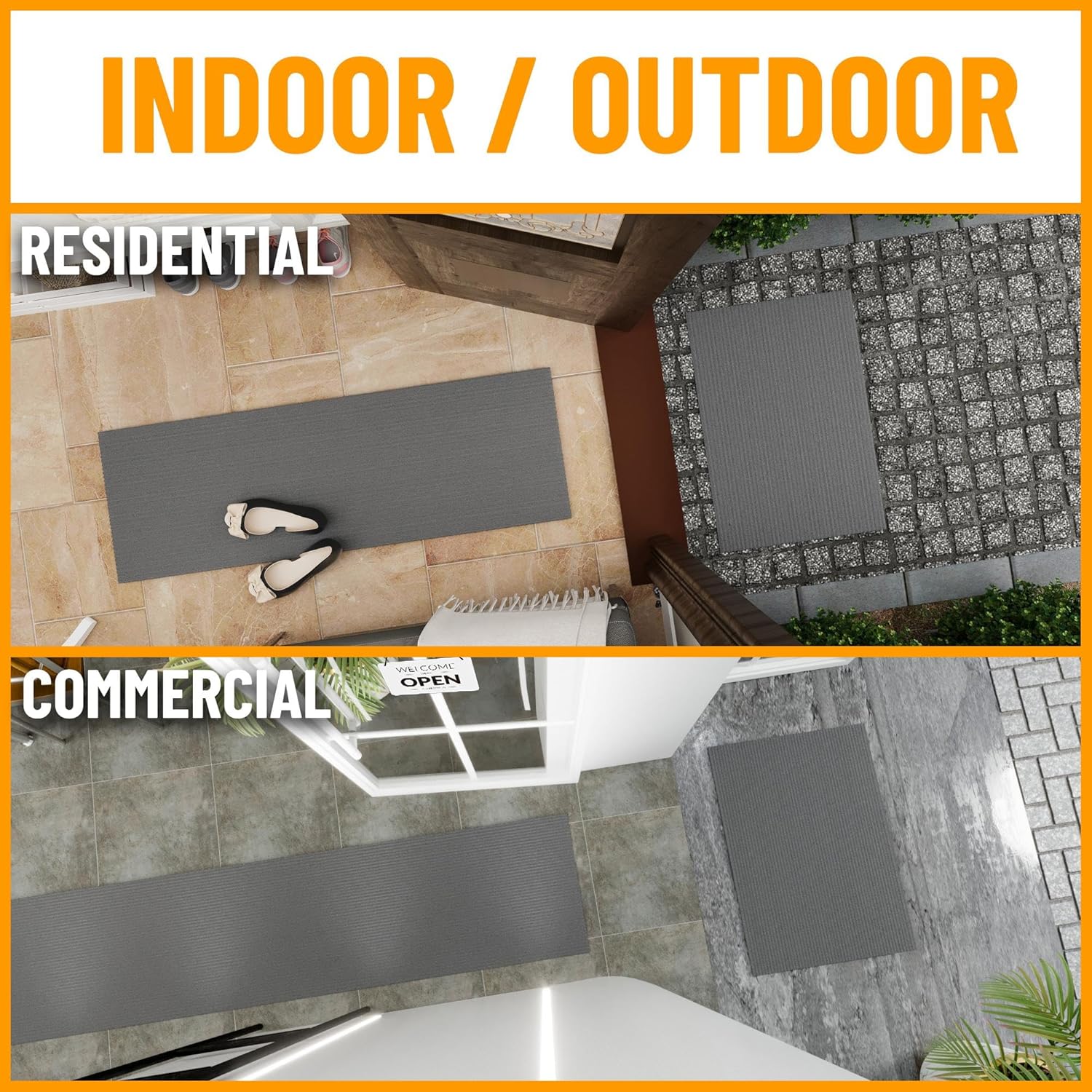 2' x 7' Grey Hallway Runner