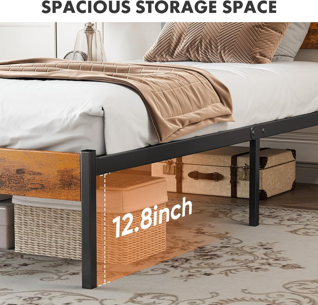 Twin Metal Platform Bed Frame with Headboard
