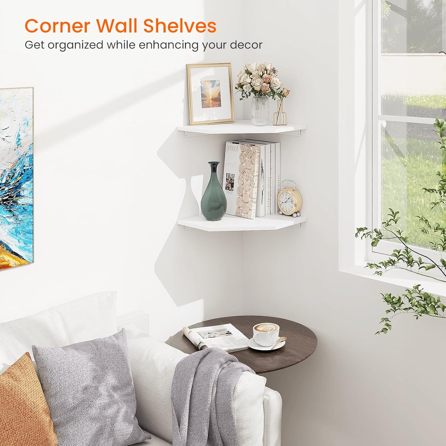 Set of 2 Corner Wall Shelves