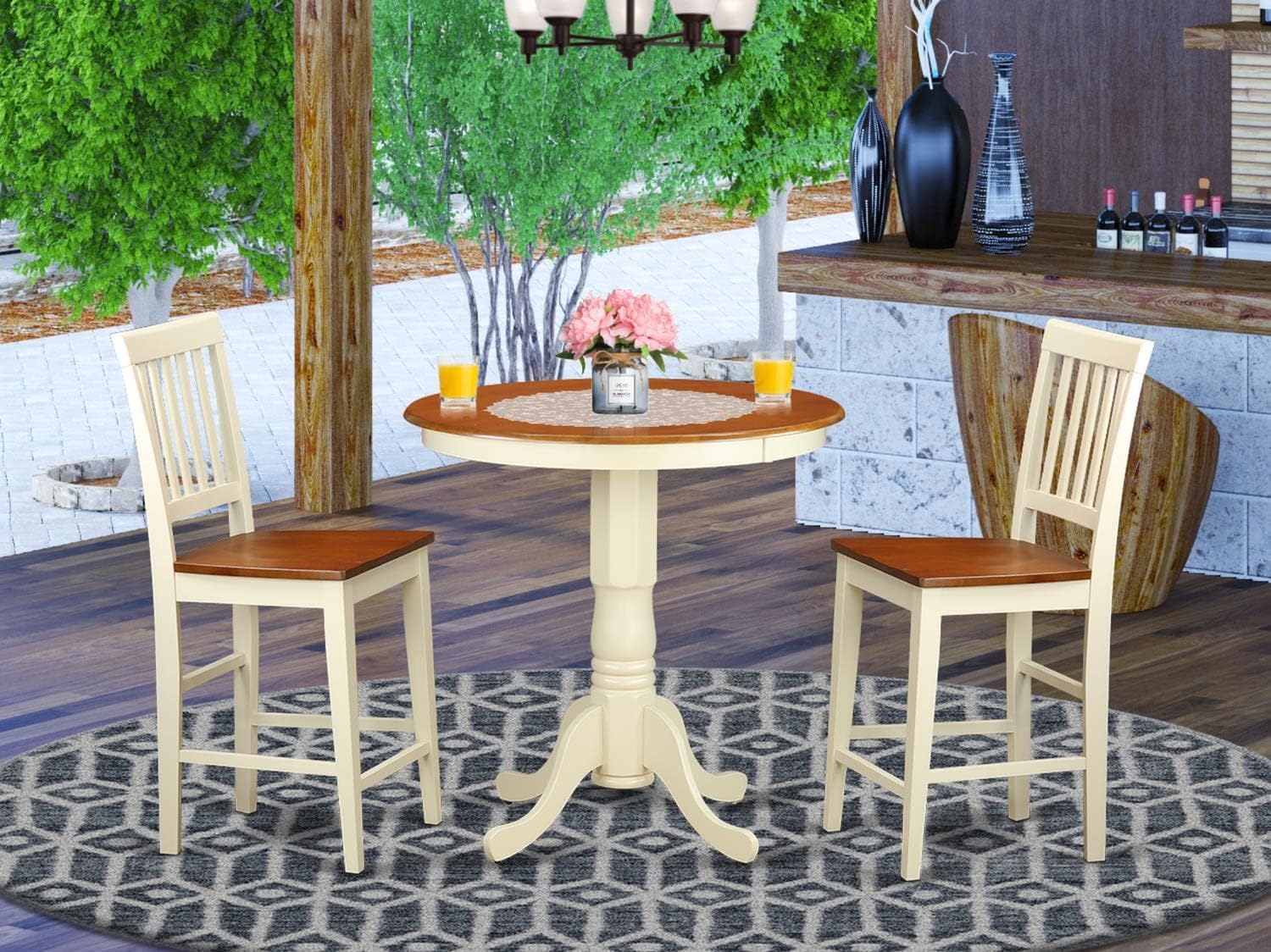 3-Piece Dining Set with Round Table and Stools