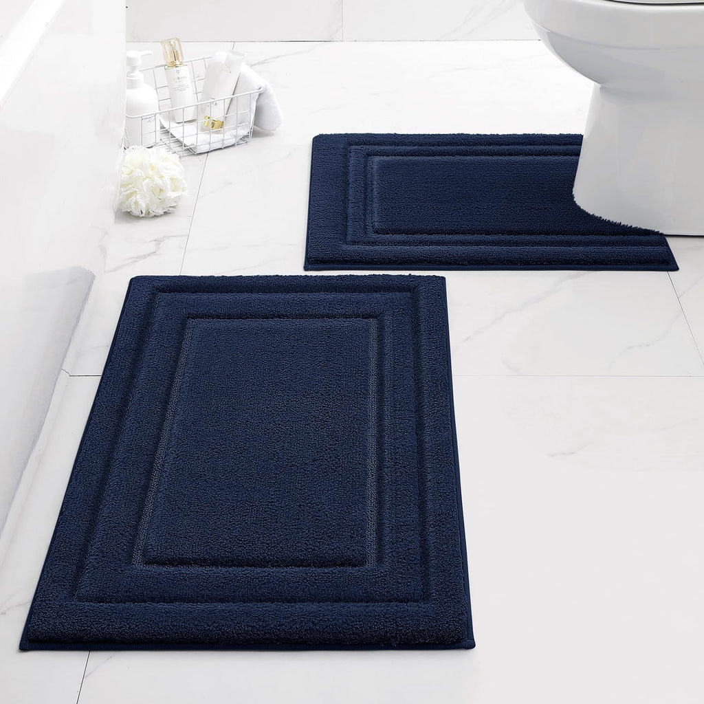 Navy Blue Bathroom Rug Set 20"x32" + U20"x24"