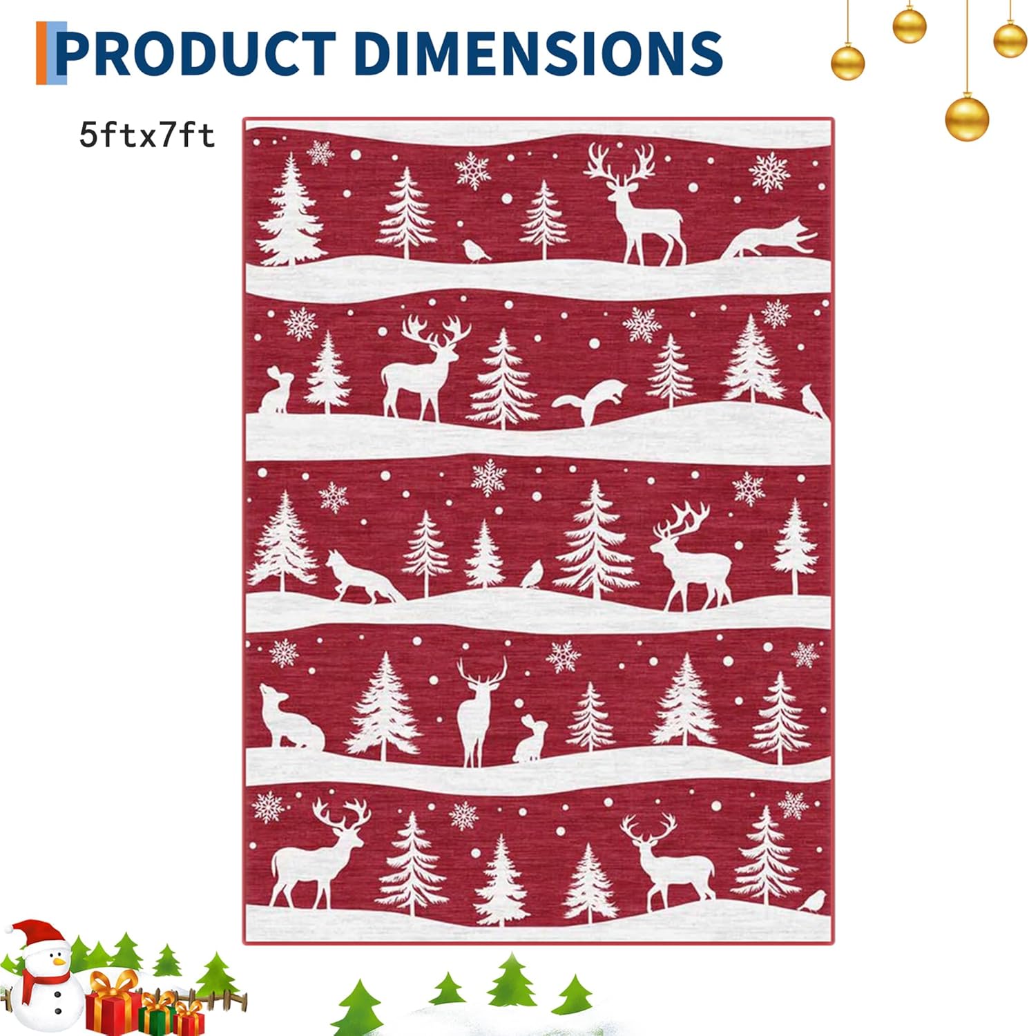 5x7 Area Rug with Christmas Design