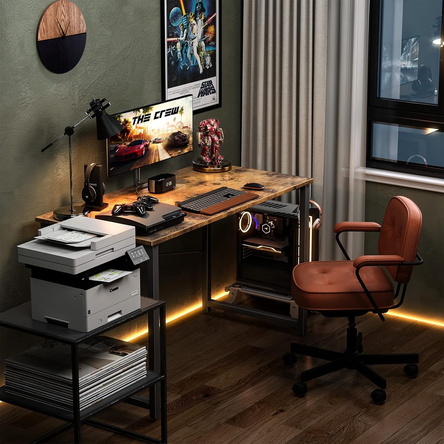 40" Small Computer Desk with Headphone Hooks