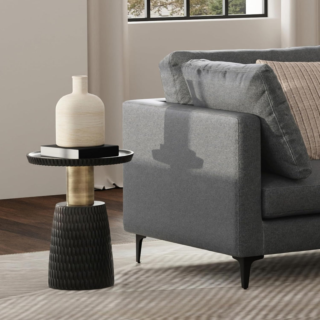 16" Solid Mango End Table - Black/Gold