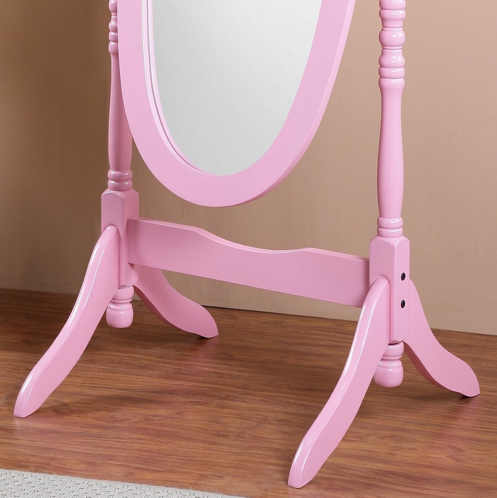 Queen Anna Style Floor Cheval Mirror, Pink