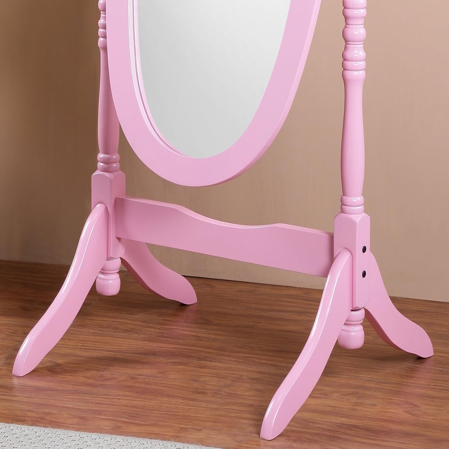 Queen Anna Style Floor Cheval Mirror, Pink
