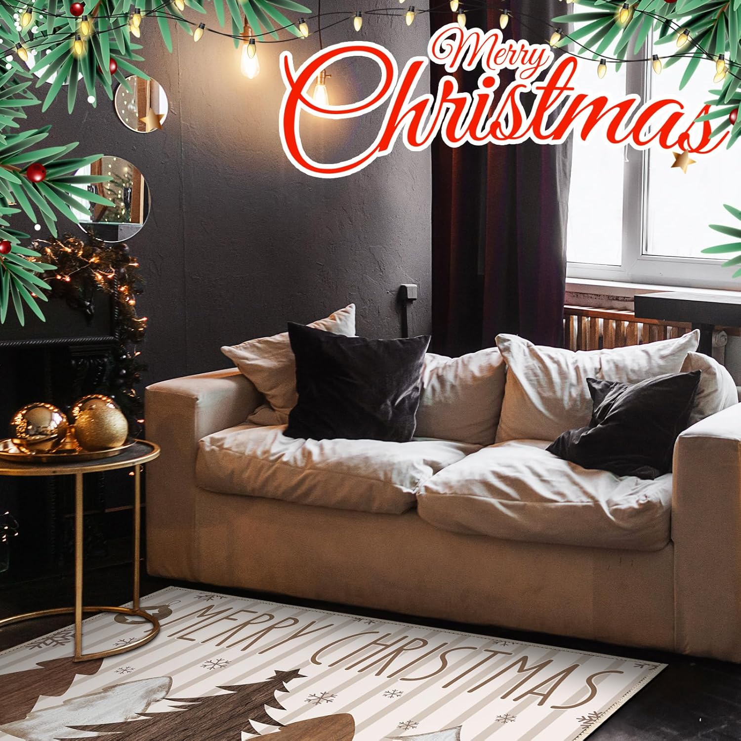 5x7ft Brown Christmas Area Rug