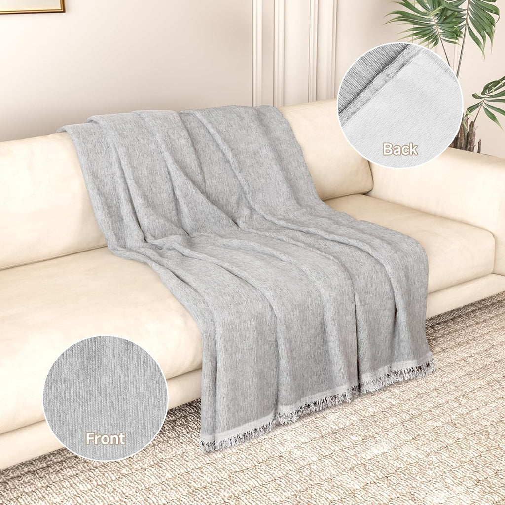 L-Shaped Couch Covers Light Grey 71"x118"
