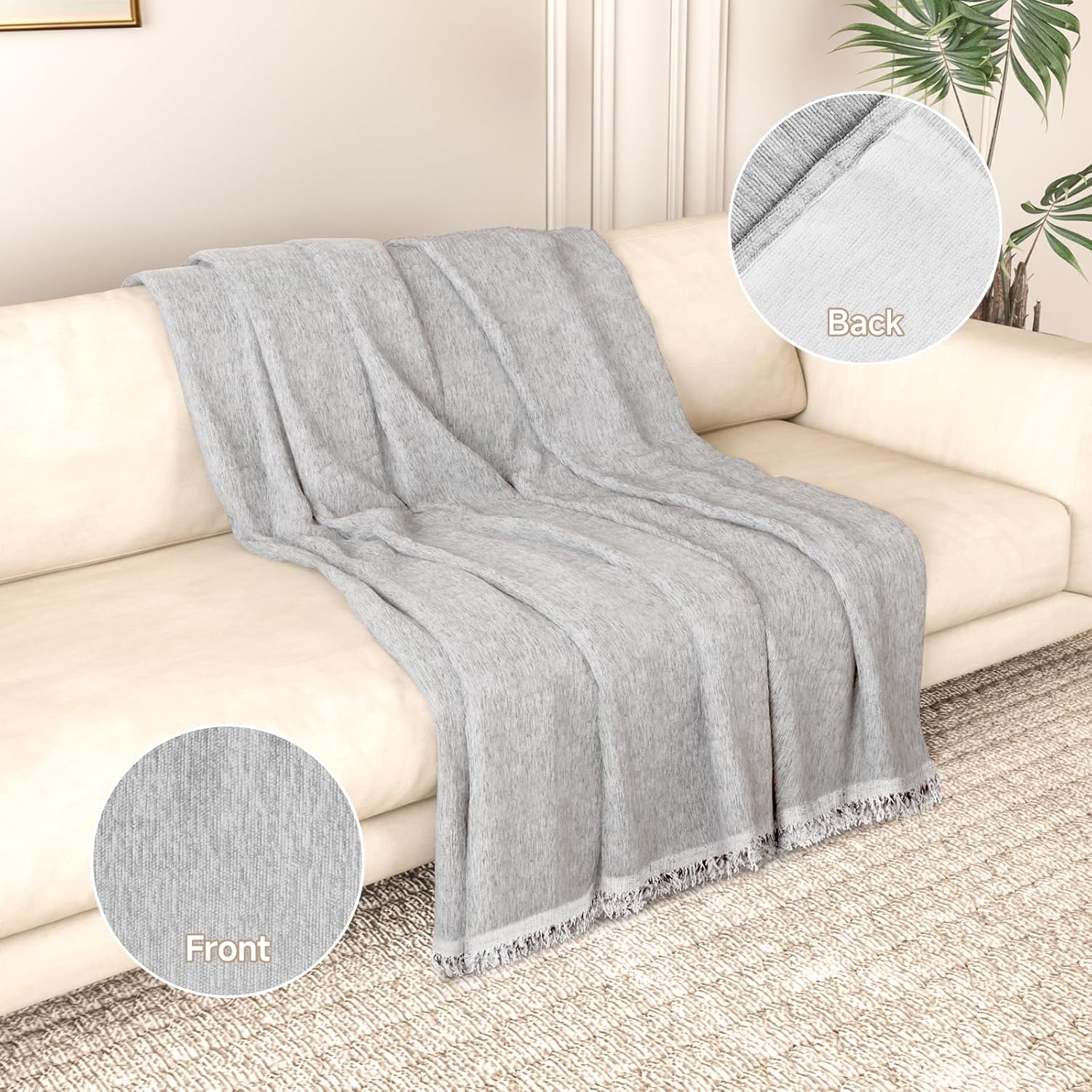 L-Shaped Couch Covers Light Grey 71"x118"