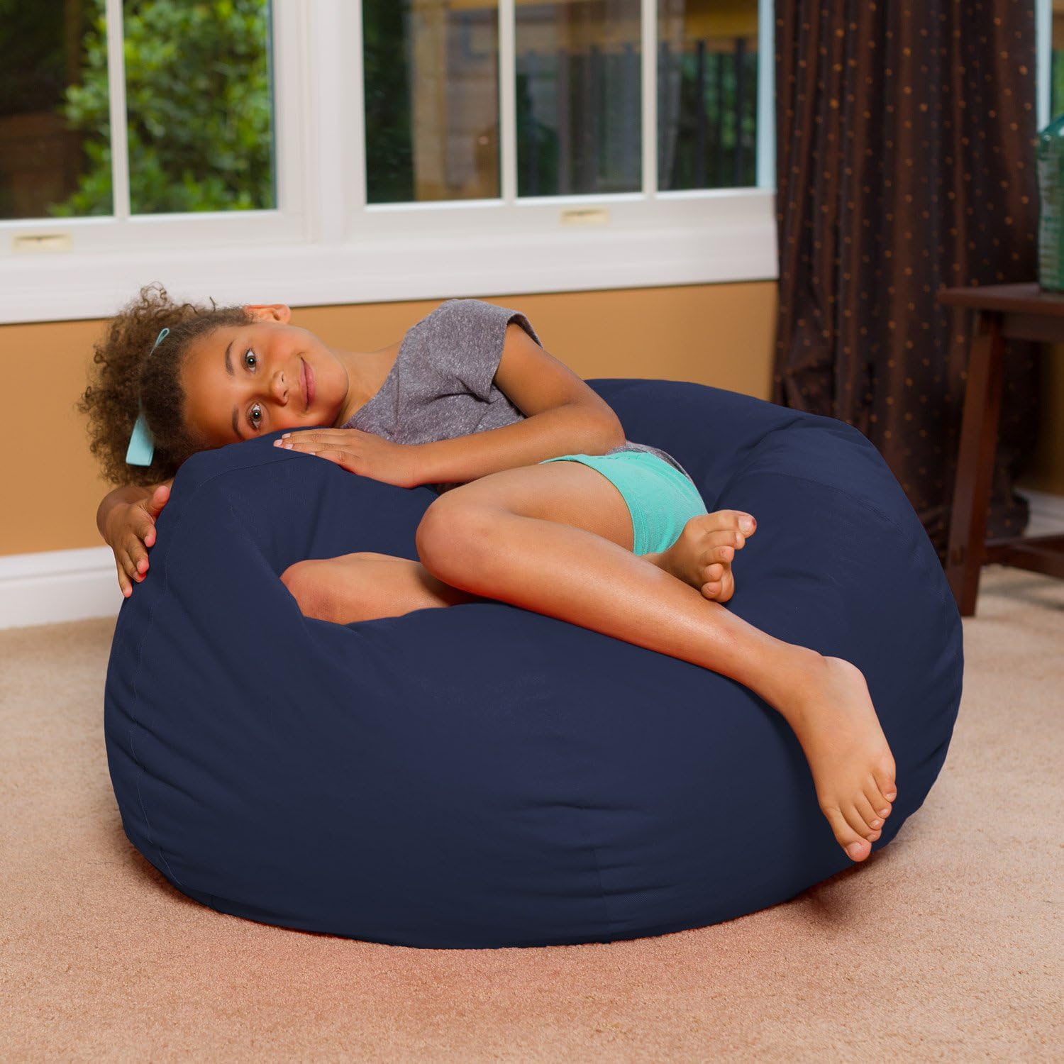 Large Comfy Bean Bag Chair 27" in Solid Navy Blue
