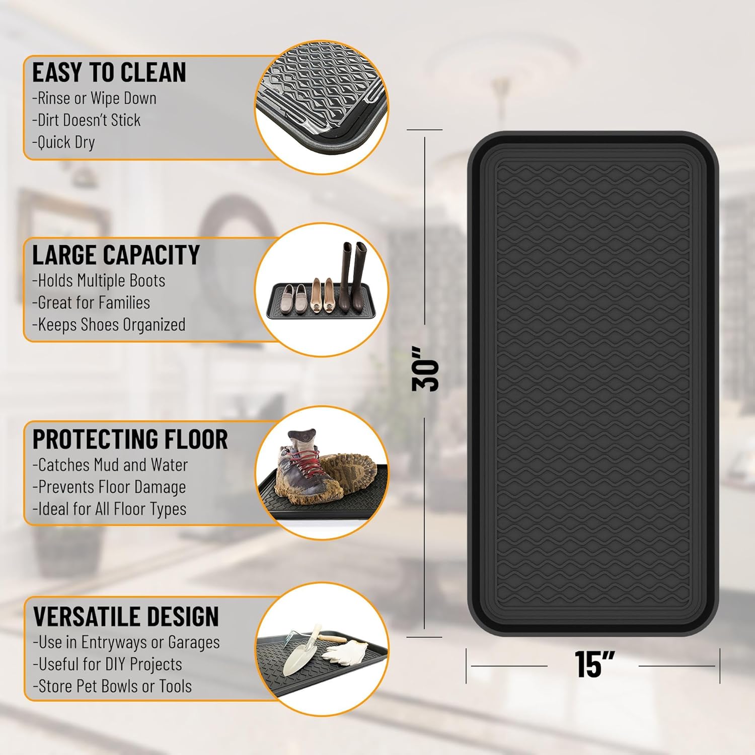 15" x 30" Waterproof Multi-Purpose Boot Tray
