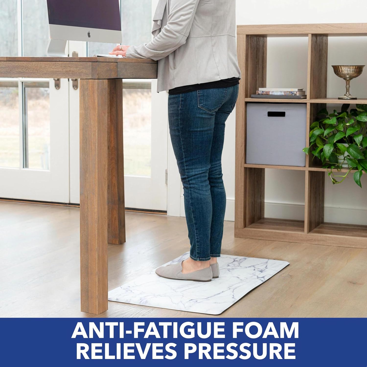 Marble White Anti Fatigue Kitchen Mat 18"x30"