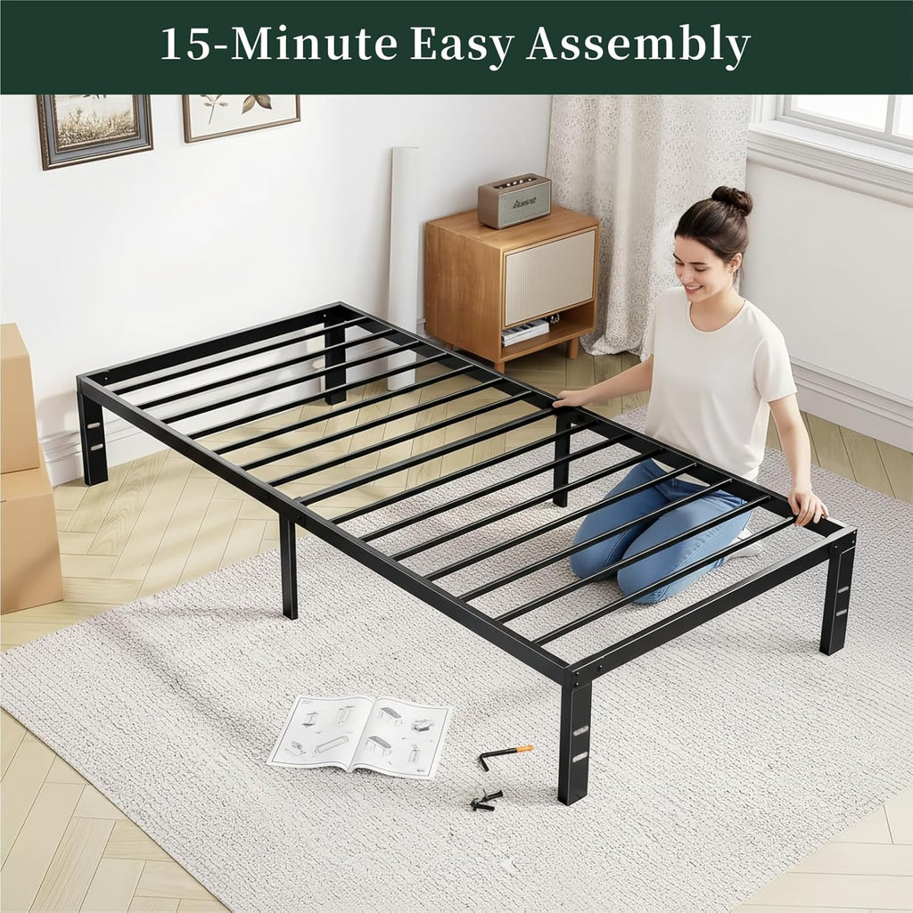 Twin Metal Bed Frame with Storage
