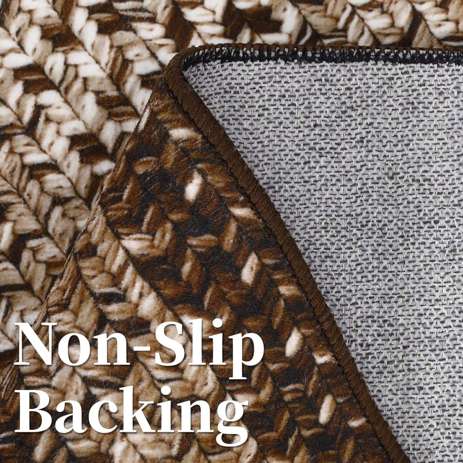 2x6 Braided Print Hallway Runner Rug