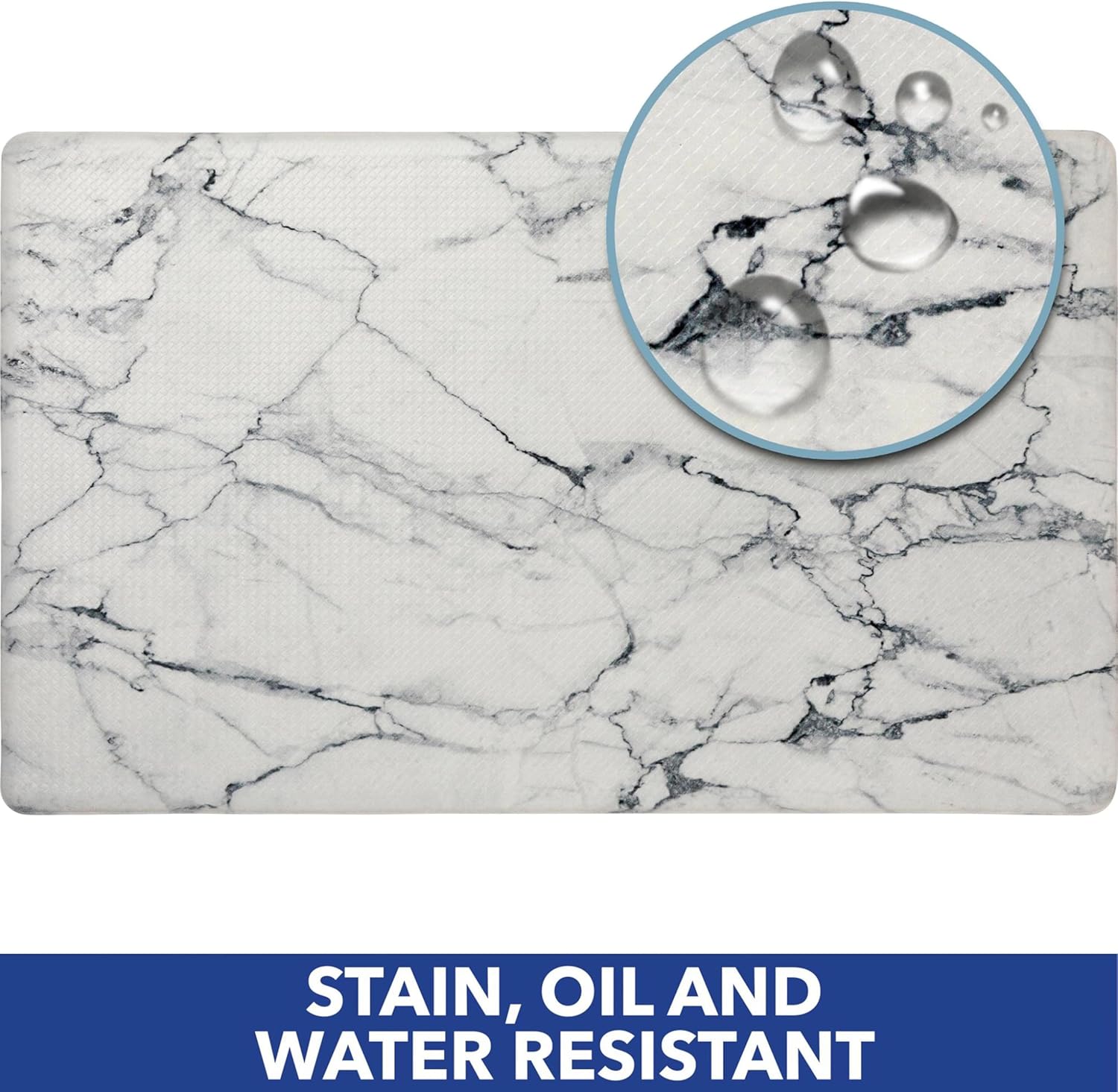 Marble White Anti Fatigue Kitchen Mat 18"x30"