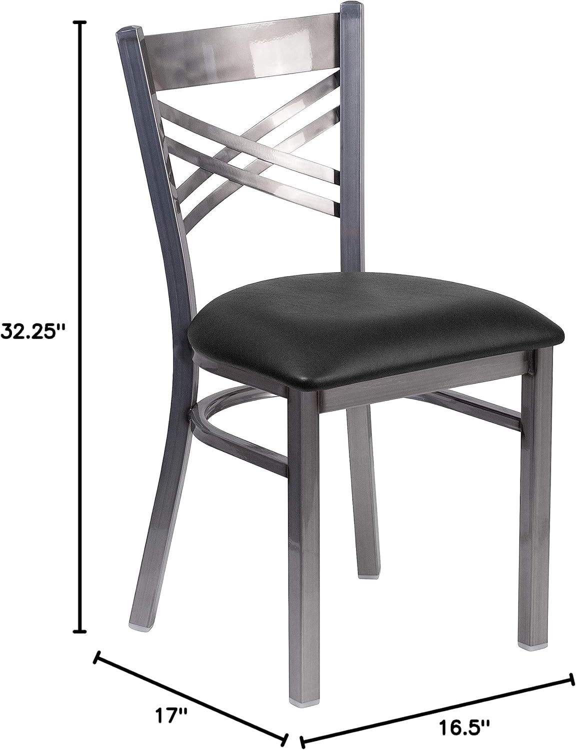 2-Pack Metal Restaurant Chairs with Black Vinyl Seat