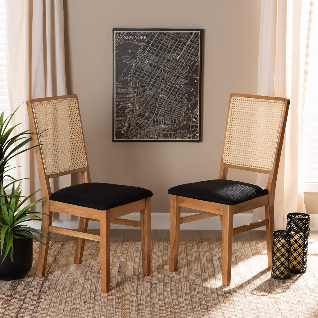 Mid-Century Modern Rattan Dining Chair Set