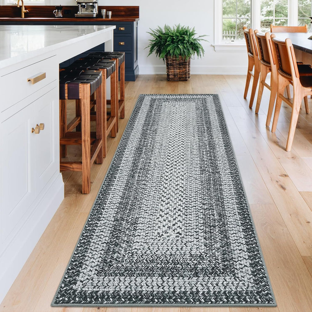 Printed 2x6 Runner Rug with Braided Pattern