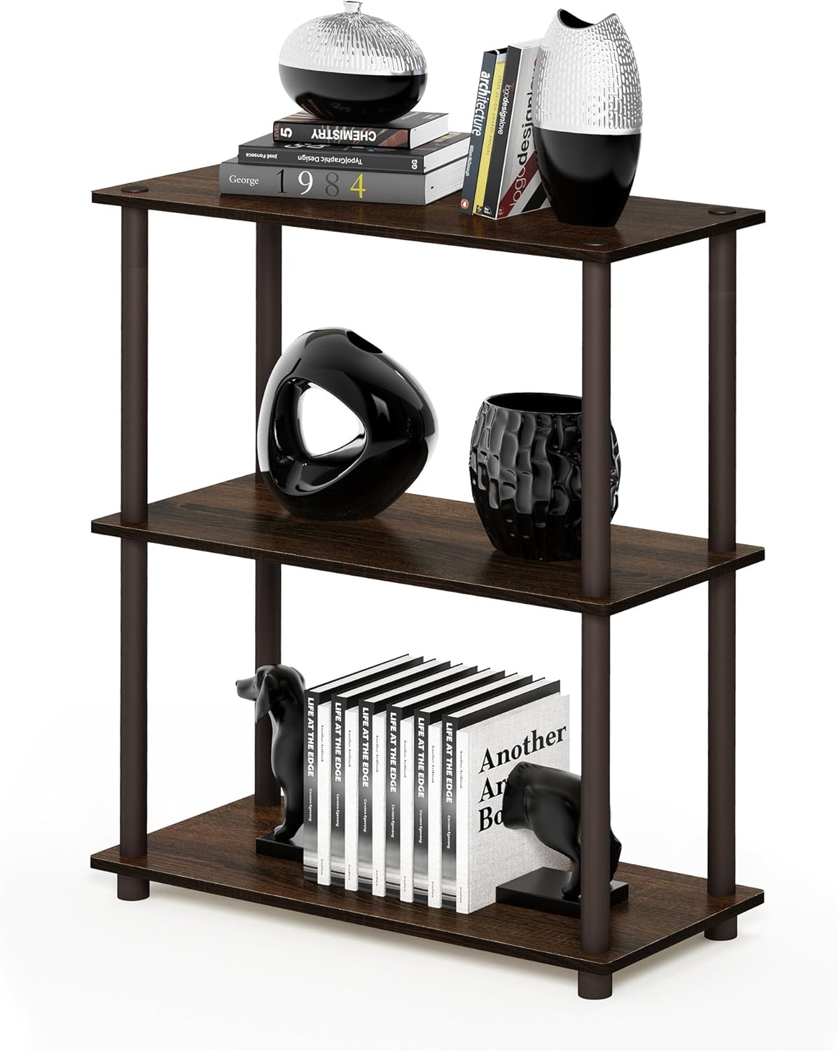 3-Tier Corner Bookshelf - Walnut