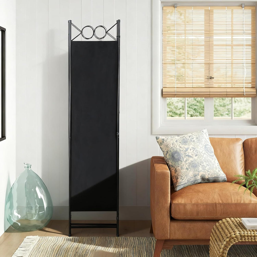 Coal Black 4 Panel Room Divider 6FT