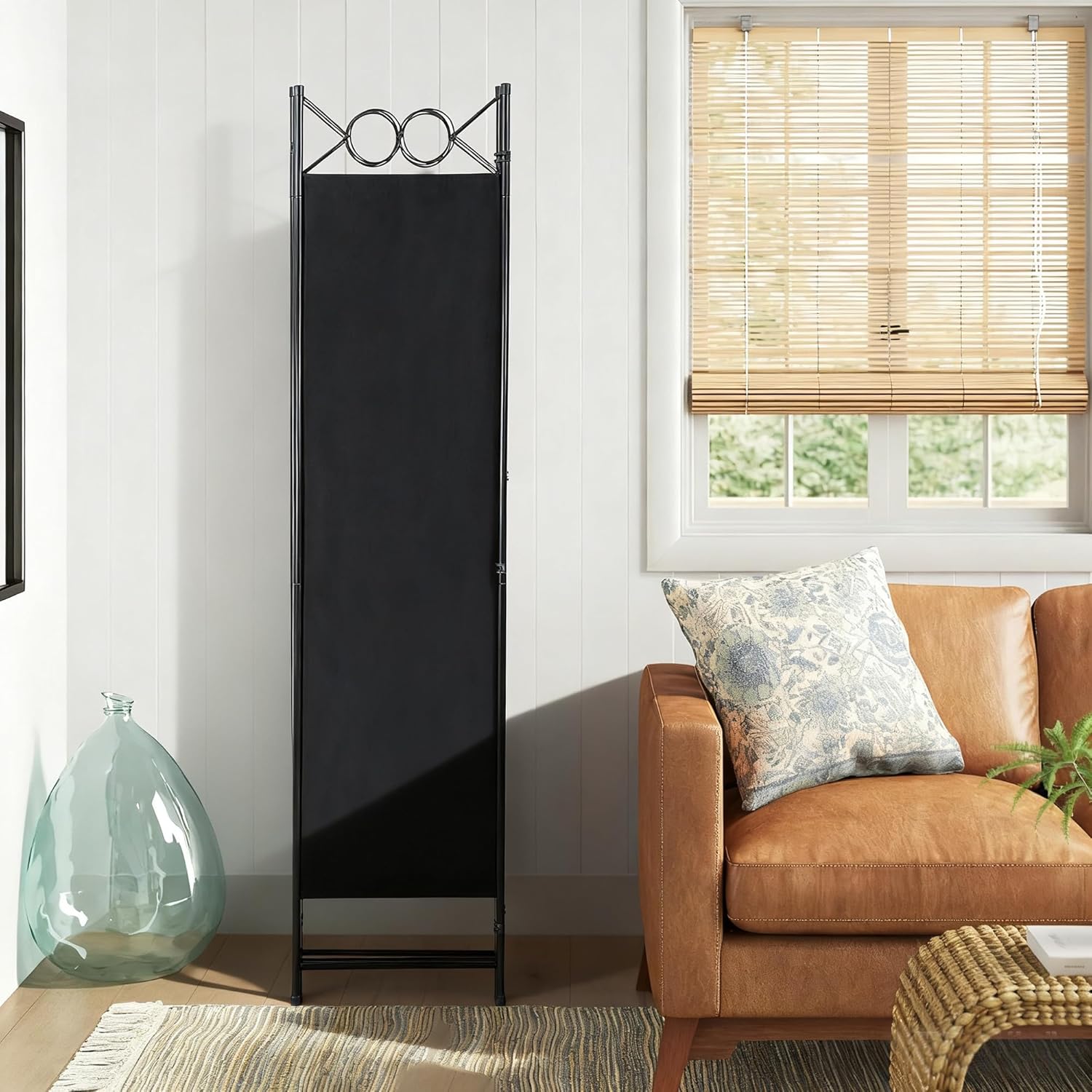 Coal Black 4 Panel Room Divider 6FT